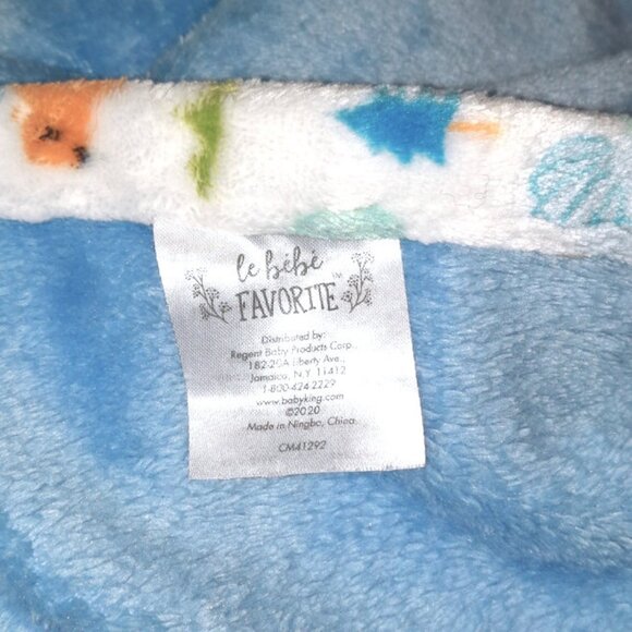 2020 Le Bebe Favorite Dinosaur Trim Baby Blue Security Lovey Blanket 29" X 38" - Picture 6 of 6